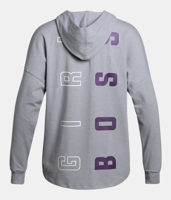 Girls' UA Girl Boss Knit Hoodie , OVERCAST GRAY LIGHT HEATHER,