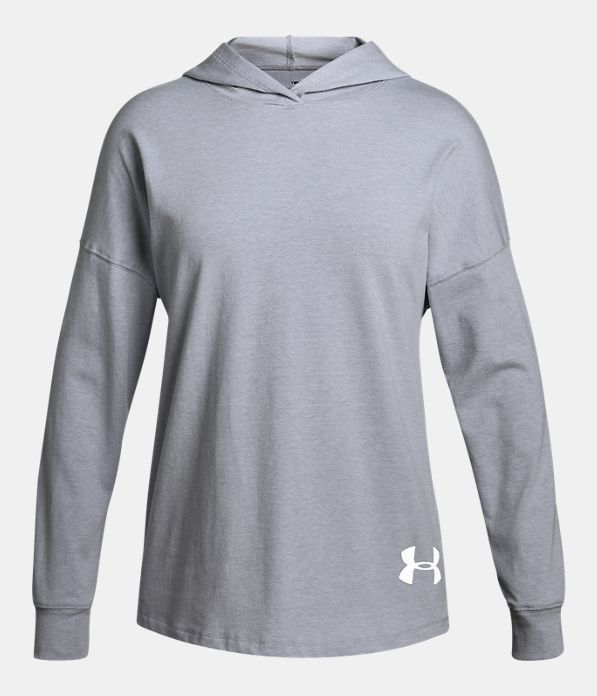 Girls' UA Girl Boss Knit Hoodie , OVERCAST GRAY LIGHT HEATHER,