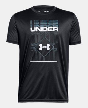 New Arrival Boys' UA Rippled Duo Logo Short Sleeve T-Shirt 2 Colors Available $25