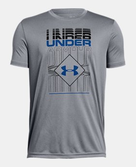 New Arrival Boys' UA Rippled Duo Logo Short Sleeve T-Shirt FREE U.S. SHIPPING 1 Color Available $20