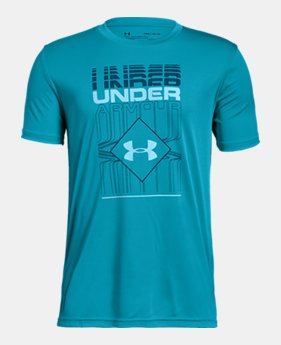 Boys' UA Rippled Duo Logo Short Sleeve T-Shirt 2 Colors Available $15