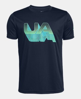 New Arrival Boys' UA Lenticular Shadow Logo Short Sleeve T-Shirt 1 Color Available $25