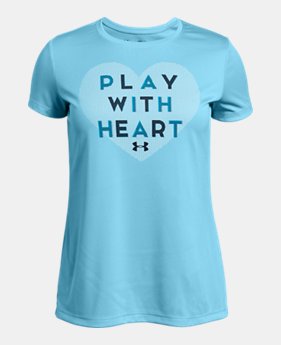 New Arrival Girls' UA Play With Heart T-Shirt FREE U.S. SHIPPING 1 Color Available $20