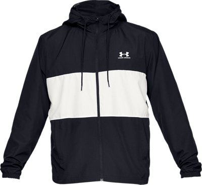 black and white under armour windbreaker