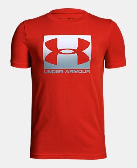 New Arrival Boys' UA Box Logo Short Sleeve T-Shirt 1 Color Available $25