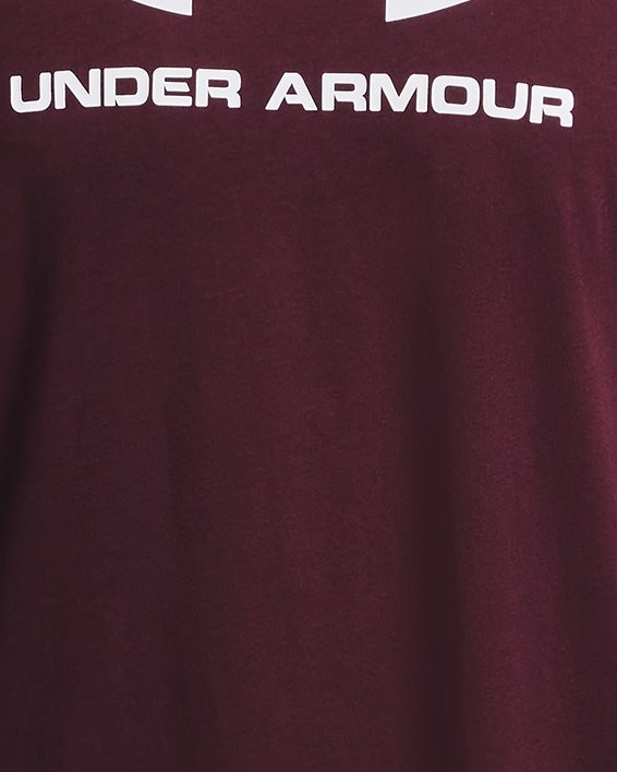 男士UA Sportstyle Logo短袖T恤 in Maroon image number 4