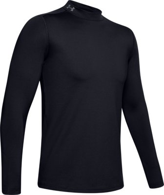 Men's ColdGear&reg; Armour Fitted Mock Long Sleeve, Black, pdpMainDesktop image number 4