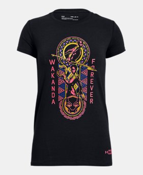 Girls' UA Wakanda Forever Black Panther T-Shirt 1 Color Available $18.75