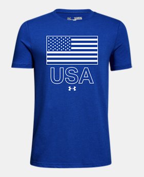 Boys' UA USA Flag Short Sleeve T-Shirt 1 Color Available $20