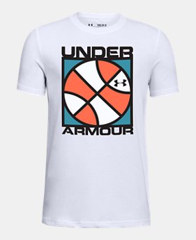 Boys' UA Basketball Logo Short Sleeve T-Shirt 1 Color Available $20