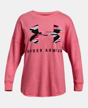 New Arrival Girls' UA Geo Stripe Logo Long Sleeve Shirt 2 Colors Available $25