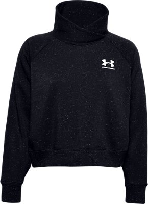 Women's UA Rival Fleece Wrap Neck, Black, pdpMainDesktop image number 4