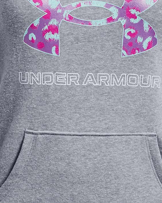 Girls' UA Rival Fleece Logo Hoodie, Gray, pdpMainDesktop image number 0