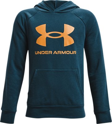 Boys' UA Rival Fleece Big Logo Hoodie, Blue, pdpZoomDesktop image number 0