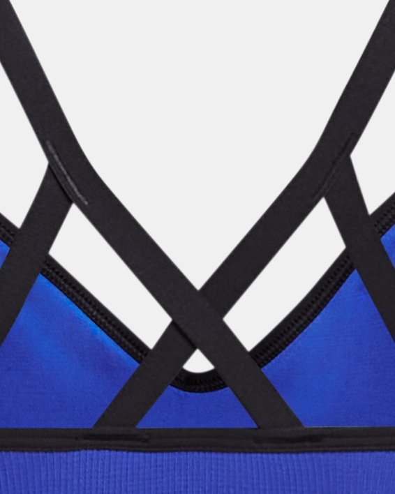 Women's UA Seamless Low Long Sports Bra, Blue, pdpMainDesktop image number 11