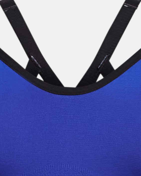 Women's UA Seamless Low Long Sports Bra, Blue, pdpMainDesktop image number 10