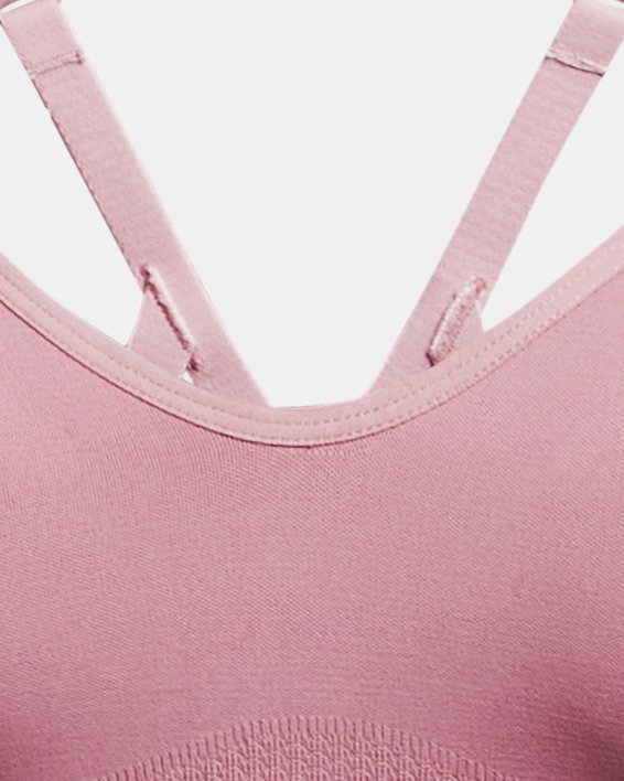 Women's UA Seamless Low Long Sports Bra in Pink image number 10