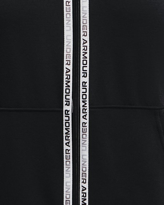 Damen UA Rival Taped Hoodie aus French Terry mit durchgehendem Zip, Black, pdpMainDesktop image number 4