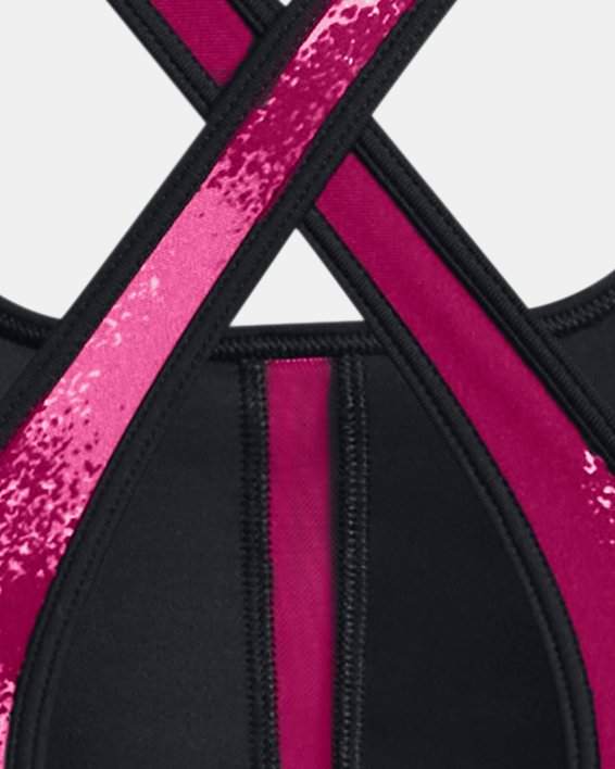 Brassière de sport imprimée à dos croisé et maintien modéré Armour® pour femme, Pink, pdpMainDesktop image number 10