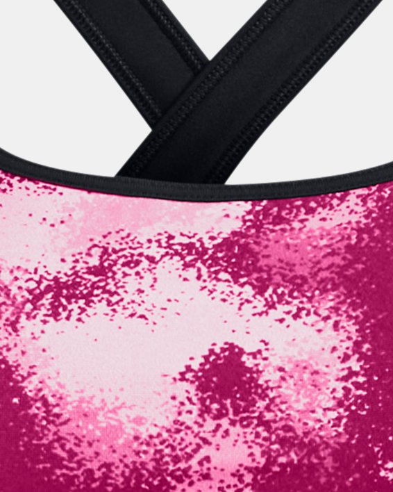 Brassière de sport imprimée à dos croisé et maintien modéré Armour® pour femme, Pink, pdpMainDesktop image number 9