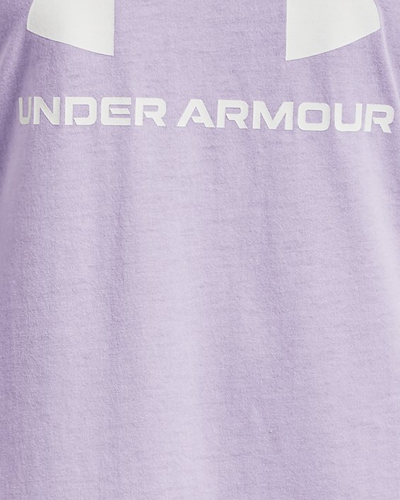 Girls' UA Sportstyle Graphic Short Sleeve in Purple image number 0