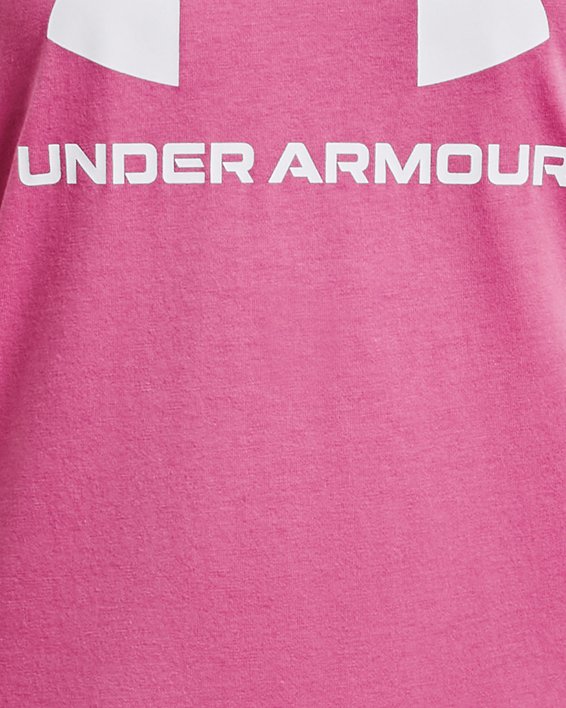 เสื้อแขนสั้น UA Sportstyle Graphic สำหรับเด็กผู้หญิง in Pink image number 0