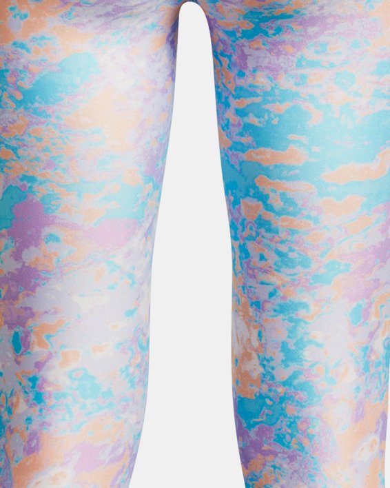 Girls' HeatGear® Armour Printed Ankle Crop, Purple, pdpMainDesktop image number 1