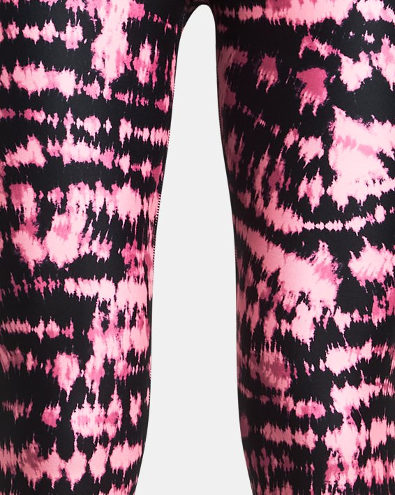 Under Armour HeatGear Compression Crop Leggings Pink Printed Mesh