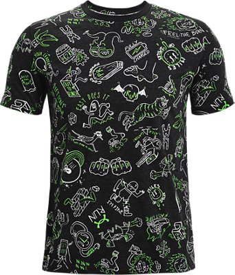 Men's UA Run Your Face Off Print Short Sleeve image number 4