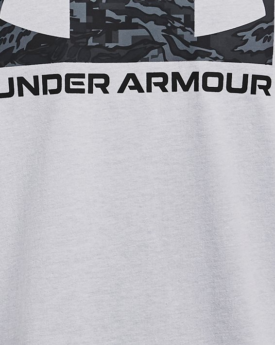 Men's UA ABC Camo Boxed Logo Short Sleeve, Gray, pdpMainDesktop image number 4