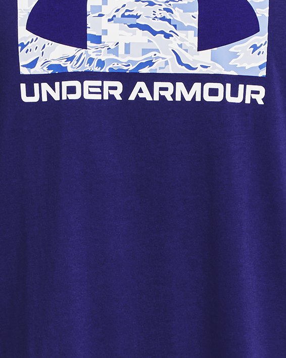 Men's UA ABC Camo Boxed Logo Short Sleeve in Blue image number 4