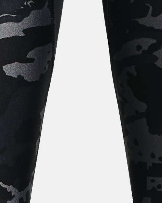 Boys' HeatGear® Armour Printed ¾ Leggings, Black, pdpMainDesktop image number 1