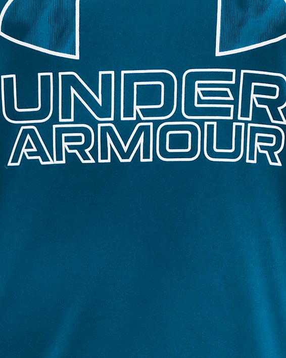 Boys' UA Tech™ Hybrid Print Fill Short Sleeve in Blue image number 0