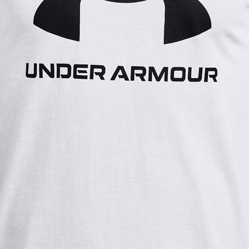 Boys' Under Armour Sportstyle Logo Short Sleeve White / Black YXS (122 - 127 cm)