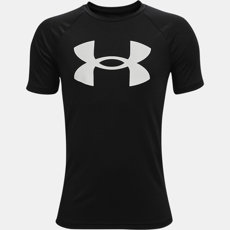 Boys' Under Armour Tech™ Big Logo Short Sleeve Black / White YLG