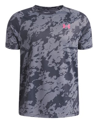 Haut à manches courtes Under Armour Tech™ 2.0 pour garçon Castlerock / Acier / Super Rose YMD (137 - 149 cm)