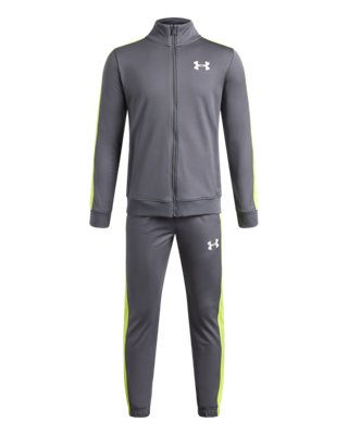 Under Armour Boys Gray Rival Knit ' Tracksuit Castlerock / Green Citrine / White Yxl (63 - 67 In)