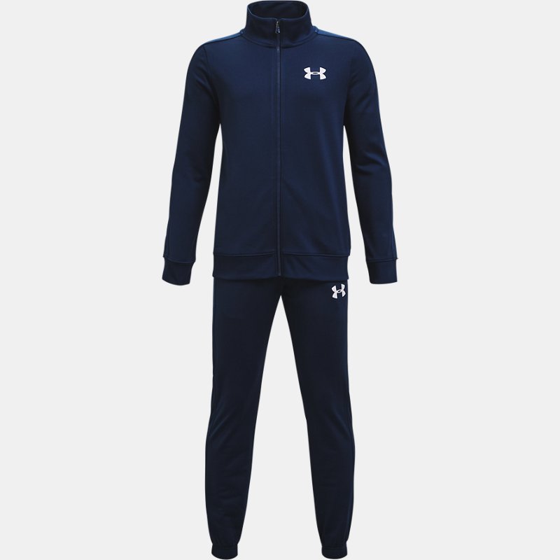 Boys' Under Armour Knit Track Suit Academy / White YSM