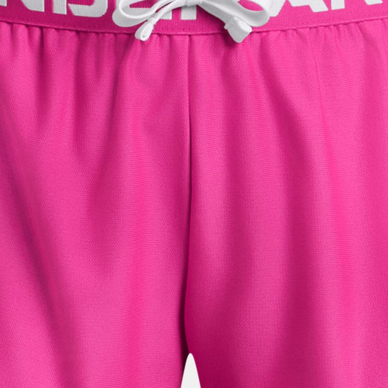 Short Under Armour Play Up pour fille Rebel Rose / Blanc YLG (149 - 160 cm)