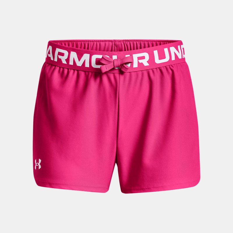 Girls' Under Armour Play Up Shorts Electro Pink / White YXS