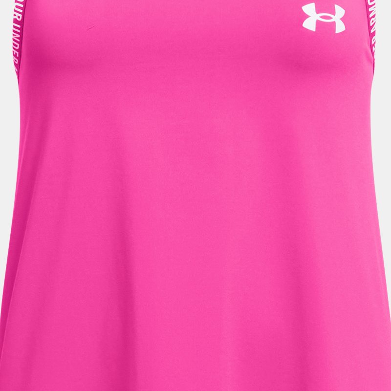 Girls'  Under Armour  Knockout Tank Rebel Pink / White YLG (59 - 63 in)