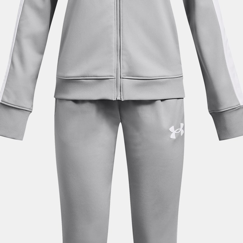Girls' Under Armour Knit Tracksuit Mod Gray / White YLG (149 - 160 cm)