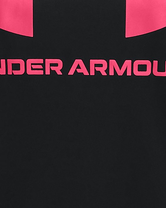 Mädchen UA Tech™ Sportstyle Kurzarm-Oberteil mit großem Logo, Black, pdpMainDesktop image number 0