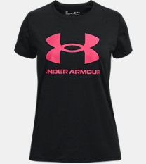 Mädchen UA Tech™ Sportstyle Kurzarm-Oberteil mit großem Logo