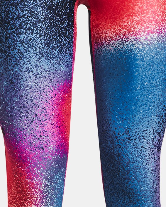 Women's HeatGear® No-Slip Waistband Printed Ankle Leggings in Blue image number 4