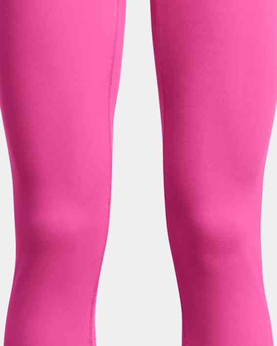 Under Armour Medium Gray Girls Track Pants With Bright Pink Piping