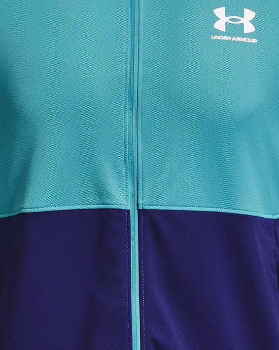 Men's UA Pique Track Jacket in Blue image number 4