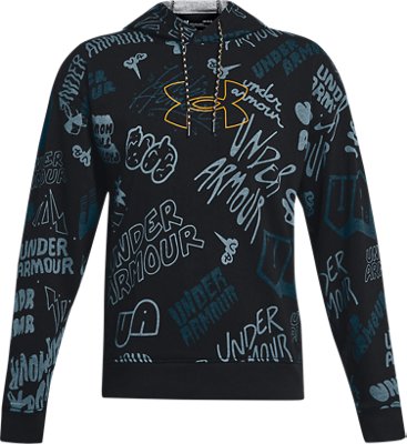 Men's UA Rival Terry Scribble Print Hoodie image number 4
