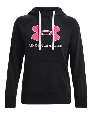 UA Rival Fleece con logo grande y contorno met&aacute;lico, Black, pdpMainDesktop image number 4