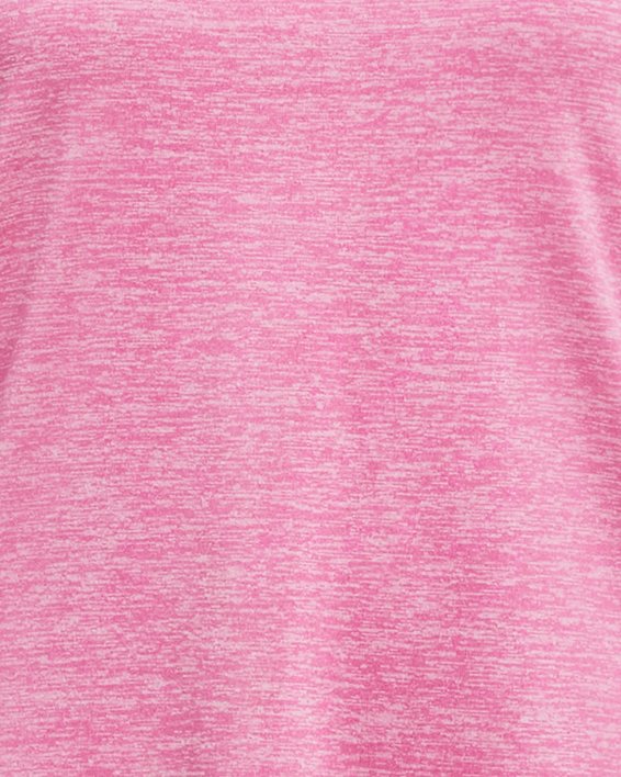 Girls' UA Tech™ Twist Arch Big Logo Short Sleeve in Pink image number 0